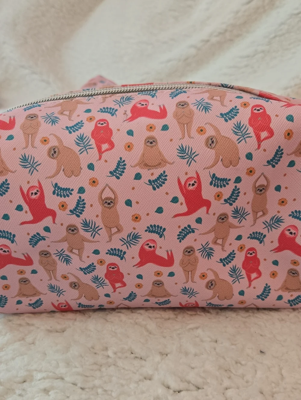 Pink Sloth Print Travel Pouch Set Of 2